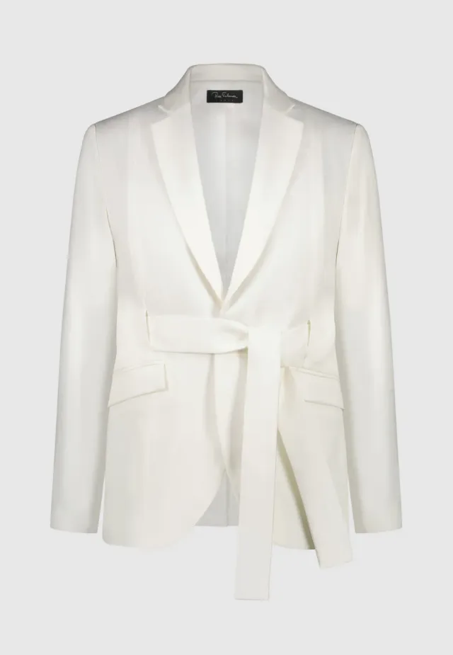 Pierre Talamon veste ceinturée lin blanc