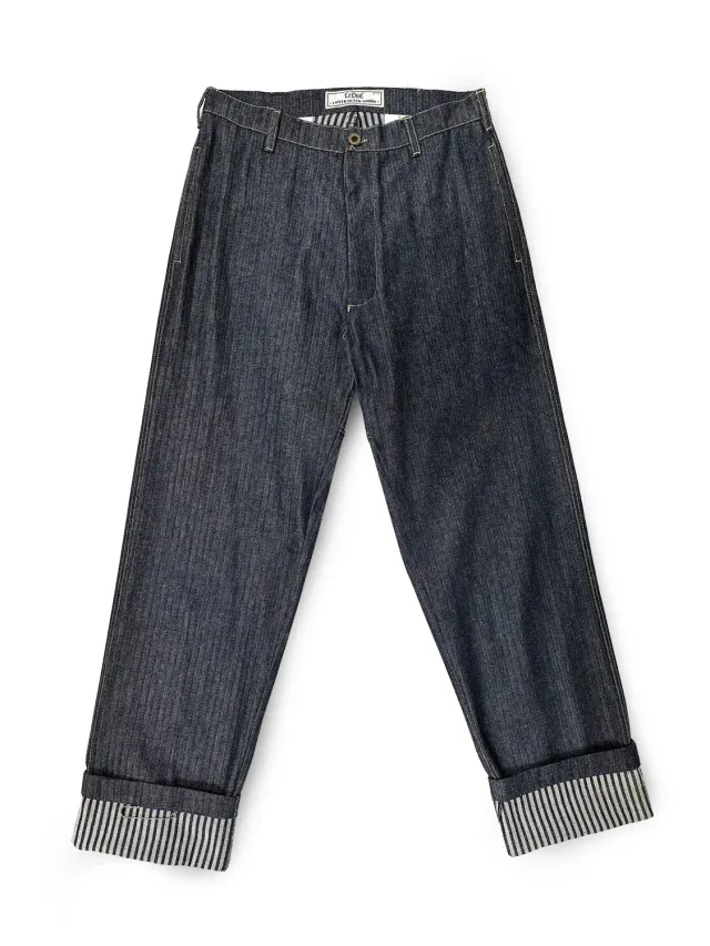 Paolo Leduc Still Working pantalon jean rayé bleu denim