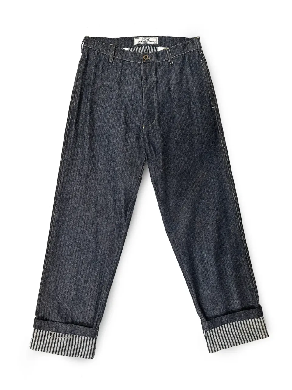 Paolo Leduc Still Working pantalon jean rayé bleu denim