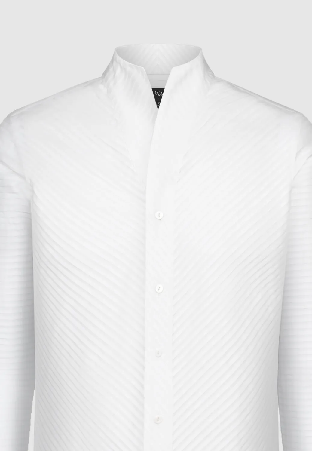 Pierre Talamon Plissée chemise blanche col montant coton