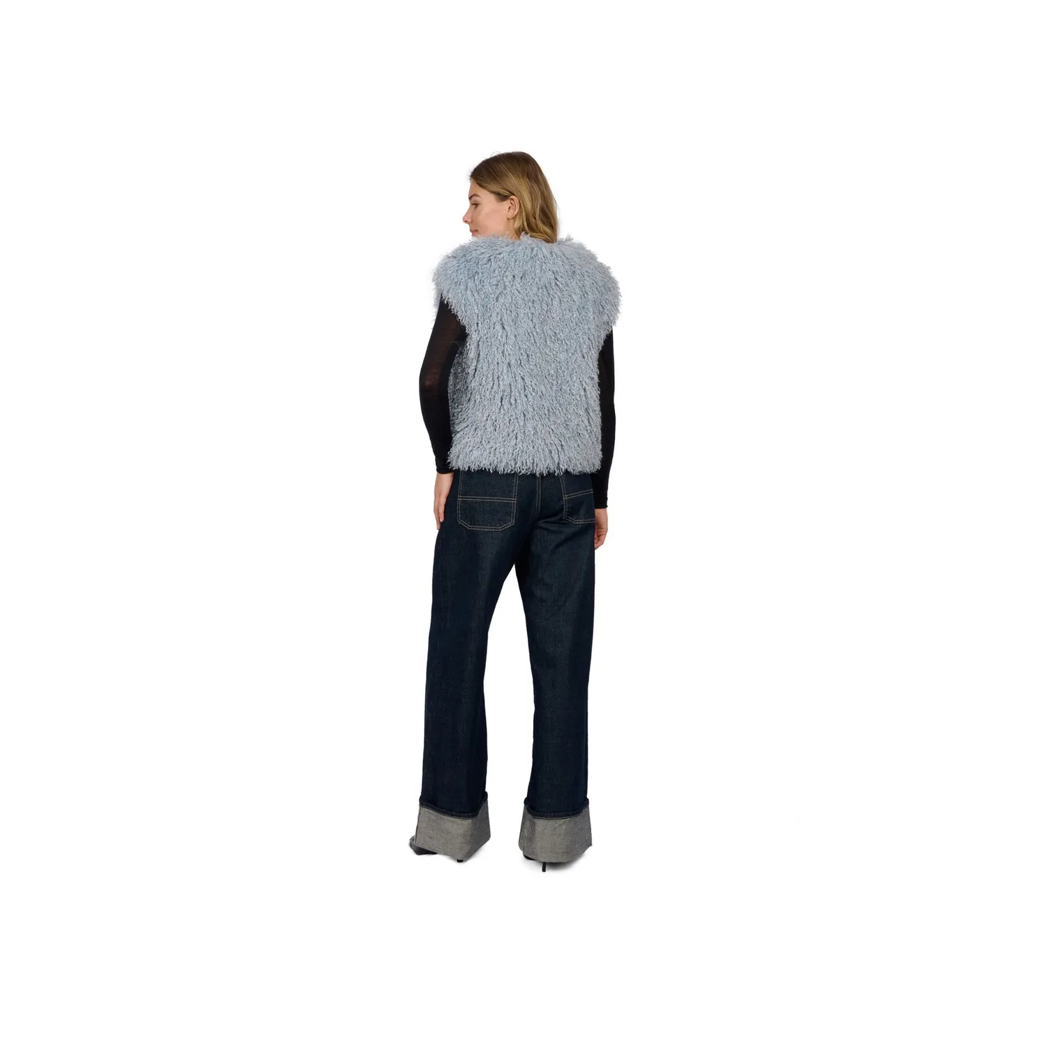 Oakwood Beth gilet fausse fourrure bleu glacier