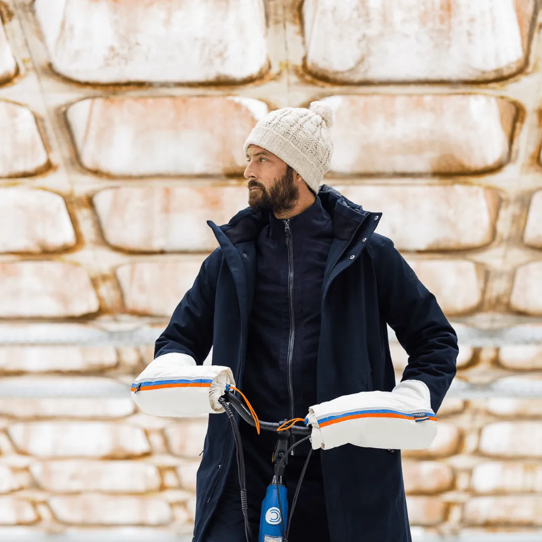 Le Temps des Grenouilles manchons vélo bleu marine imperméables