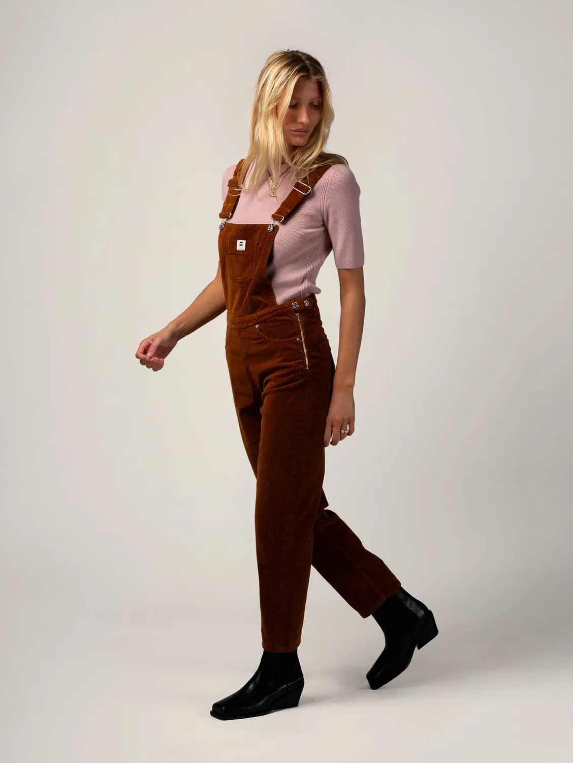 COTELÉ PARIS Mom salopette camel velours bio