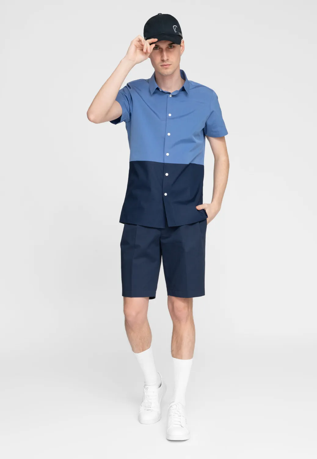 Pierre Talamon chemise manches courtes bicolore