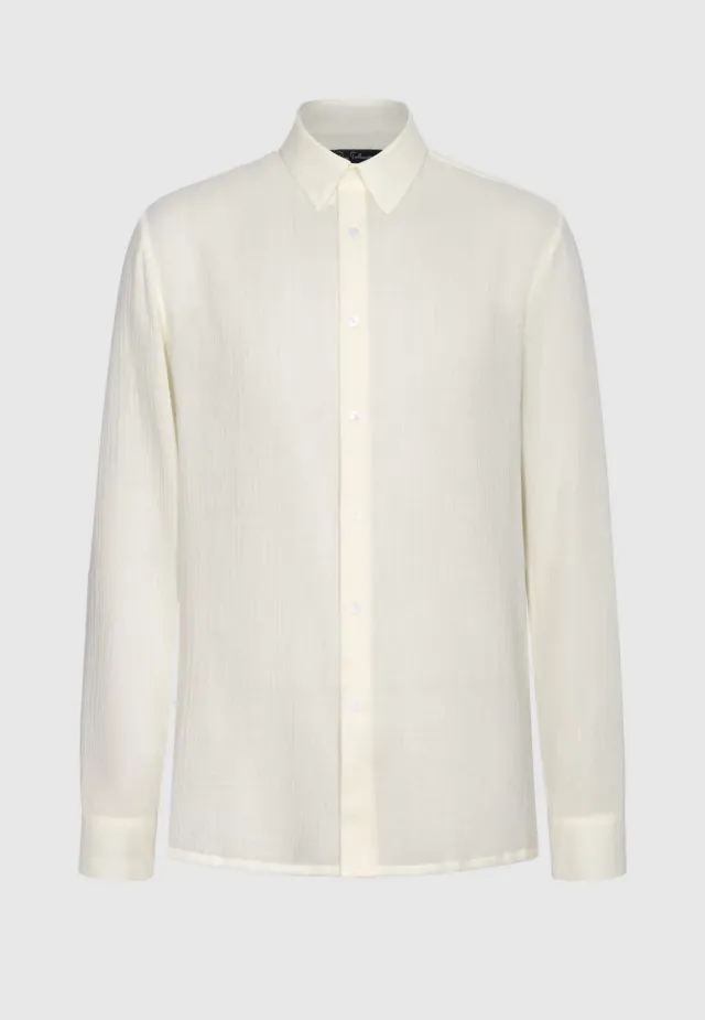 Pierre Talamon gaze coton chemise ivoire légère