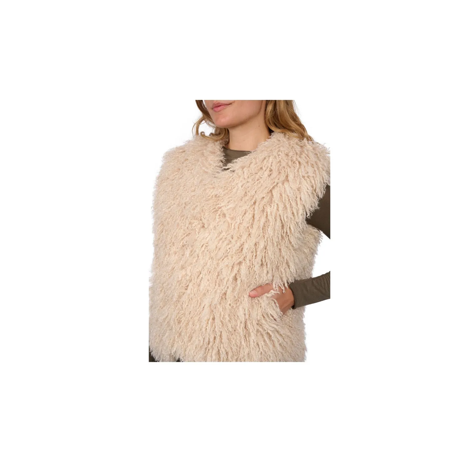 Oakwood Beth 65091 gilet fausse fourrure beige clair