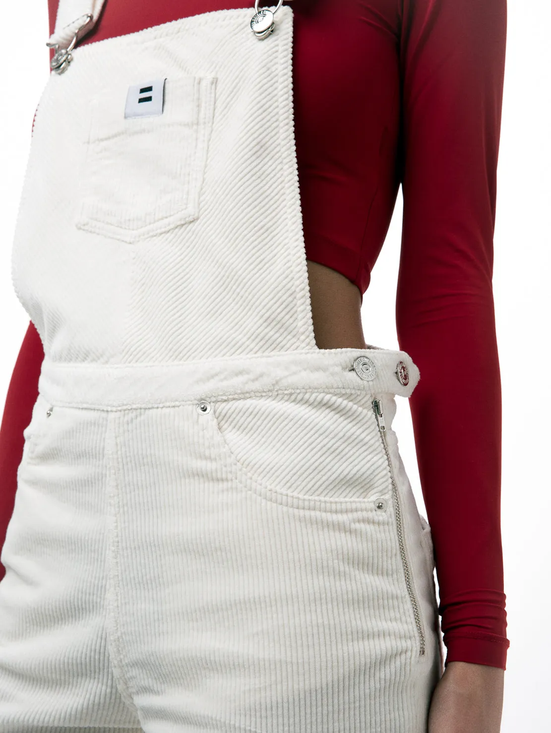 Cotelé Paris Mom salopette femme écru velours