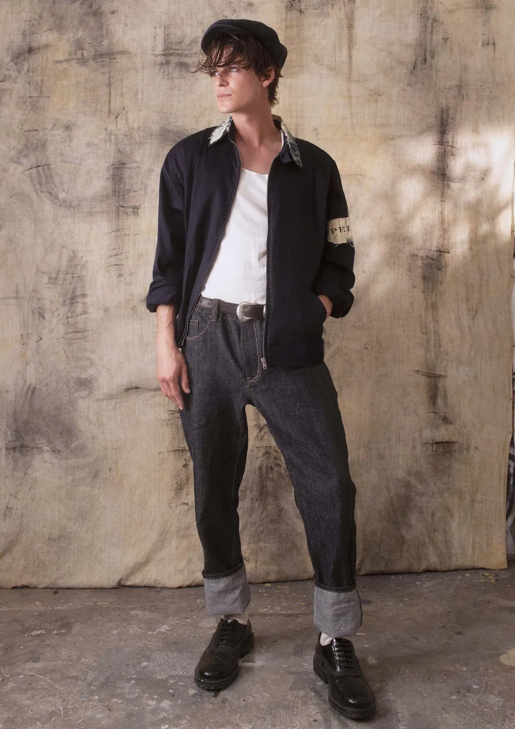 Paolo Leduc Couture Tailoring bomber blouson bleu marine coton