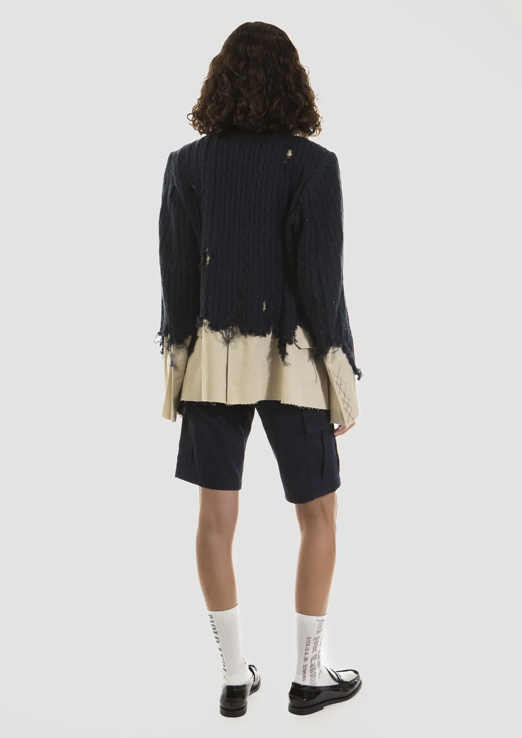 Paolo Leduc Cross-bred Sweater Blazer trompe-l'œil crème