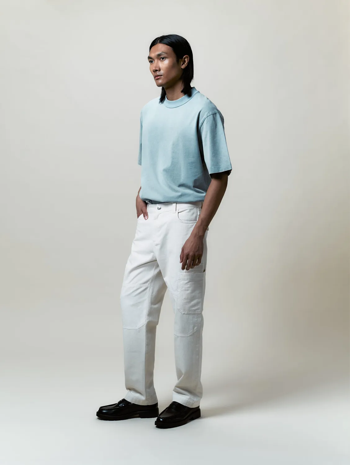 Cotelé Paris pantalon cargo toile écru unisexe 32-44