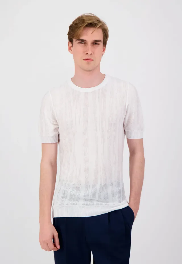 Pierre Talamon Zebra t-shirt blanc ajouré