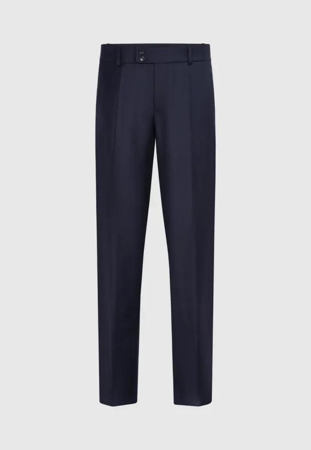 Pierre Talamon pantalon laine bleu marine taille haute