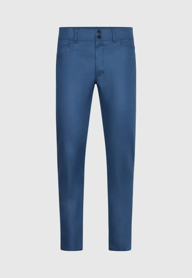 Pierre Talamon Trucker pantalon bleu lin coton