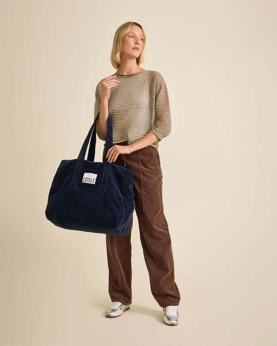 Cotelé Paris Sac Bonny Navy week-end velours taille unique