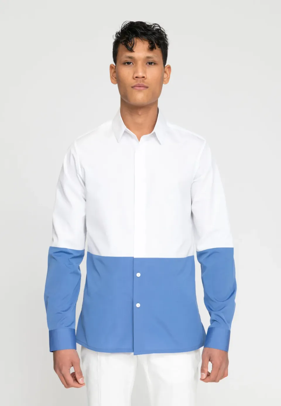 Pierre Talamon Bicolore chemise homme coupe droite