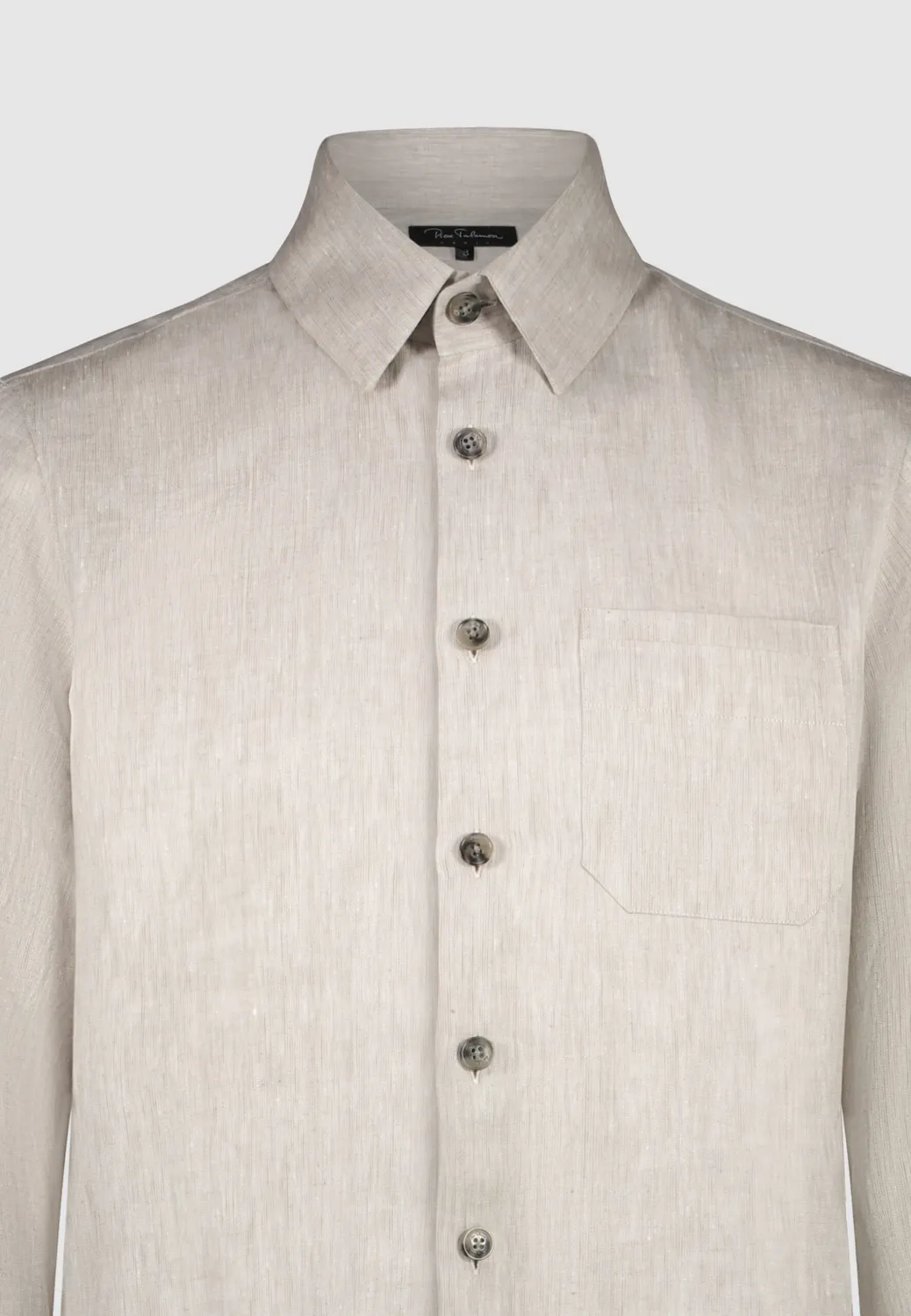 Pierre Talamon surchemise lin beige coupe droite