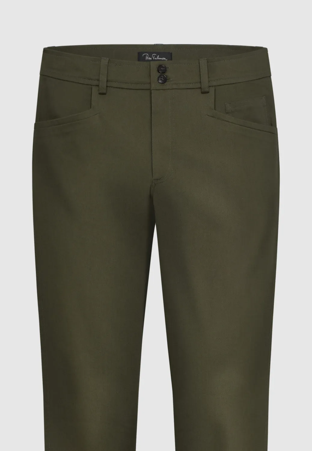 Pierre Talamon chino pantalon coton kaki coupe droite
