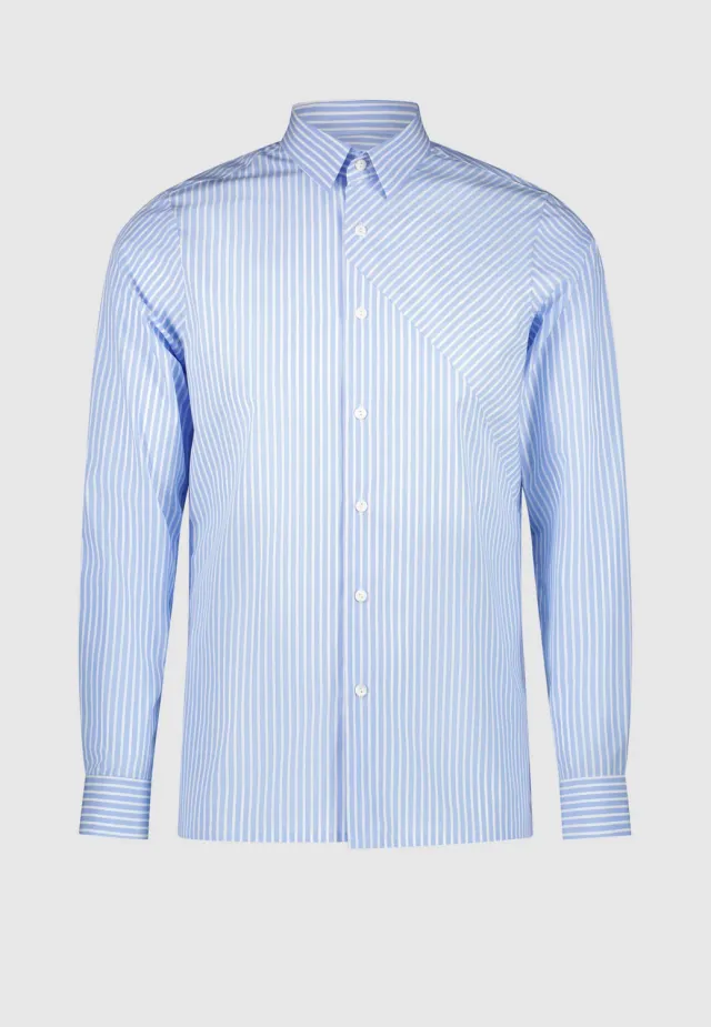 Pierre Talamon Diagonale chemise rayée bleu ciel coton