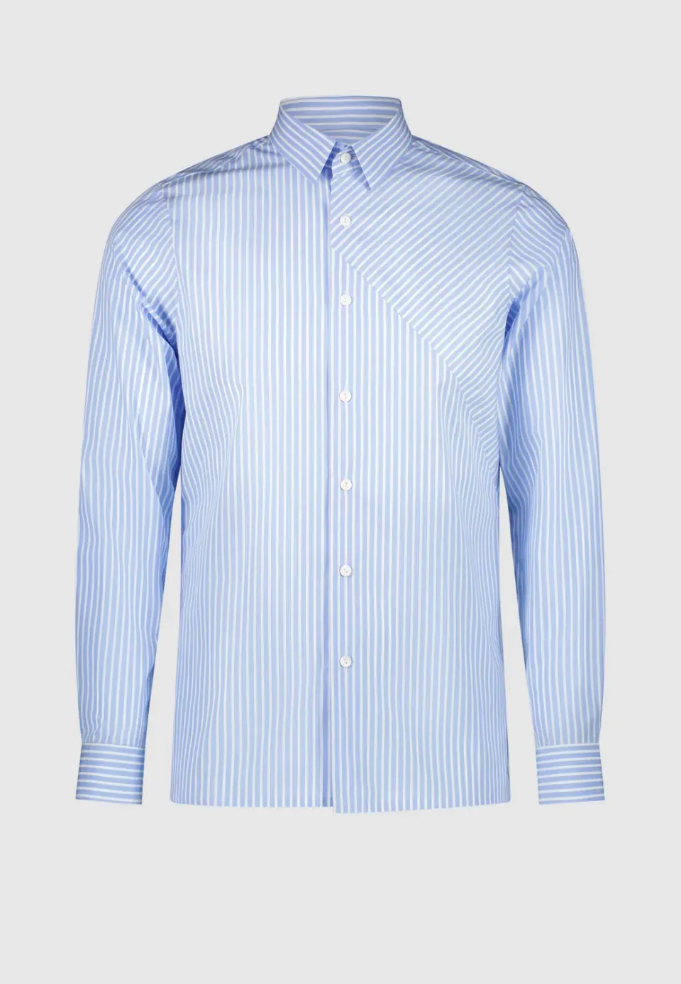 Pierre Talamon Diagonale chemise rayée bleu ciel coton