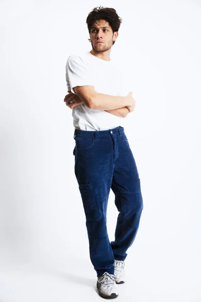 Cotelé Paris Cargo pantalon navy velours bio