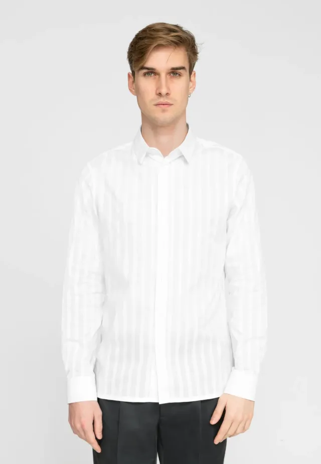 Pierre Talamon chemise blanche à rayures homme
