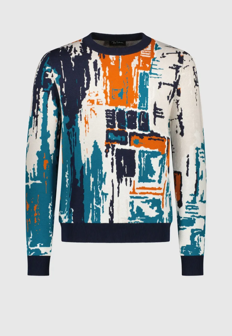 Pierre Talamon Paysage pull orange à motif