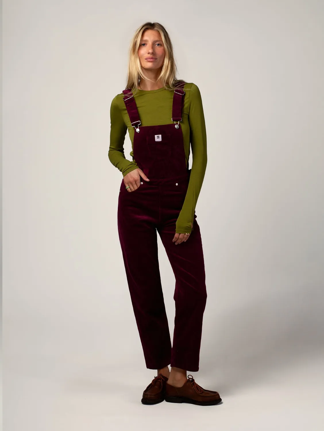 Cotelé Paris Salopette Mom Prune velours bio femme 32-44