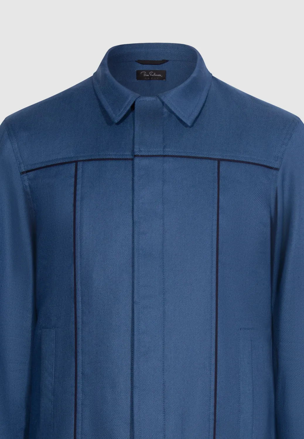 Pierre Talamon Trucker blouson bleu coton lin