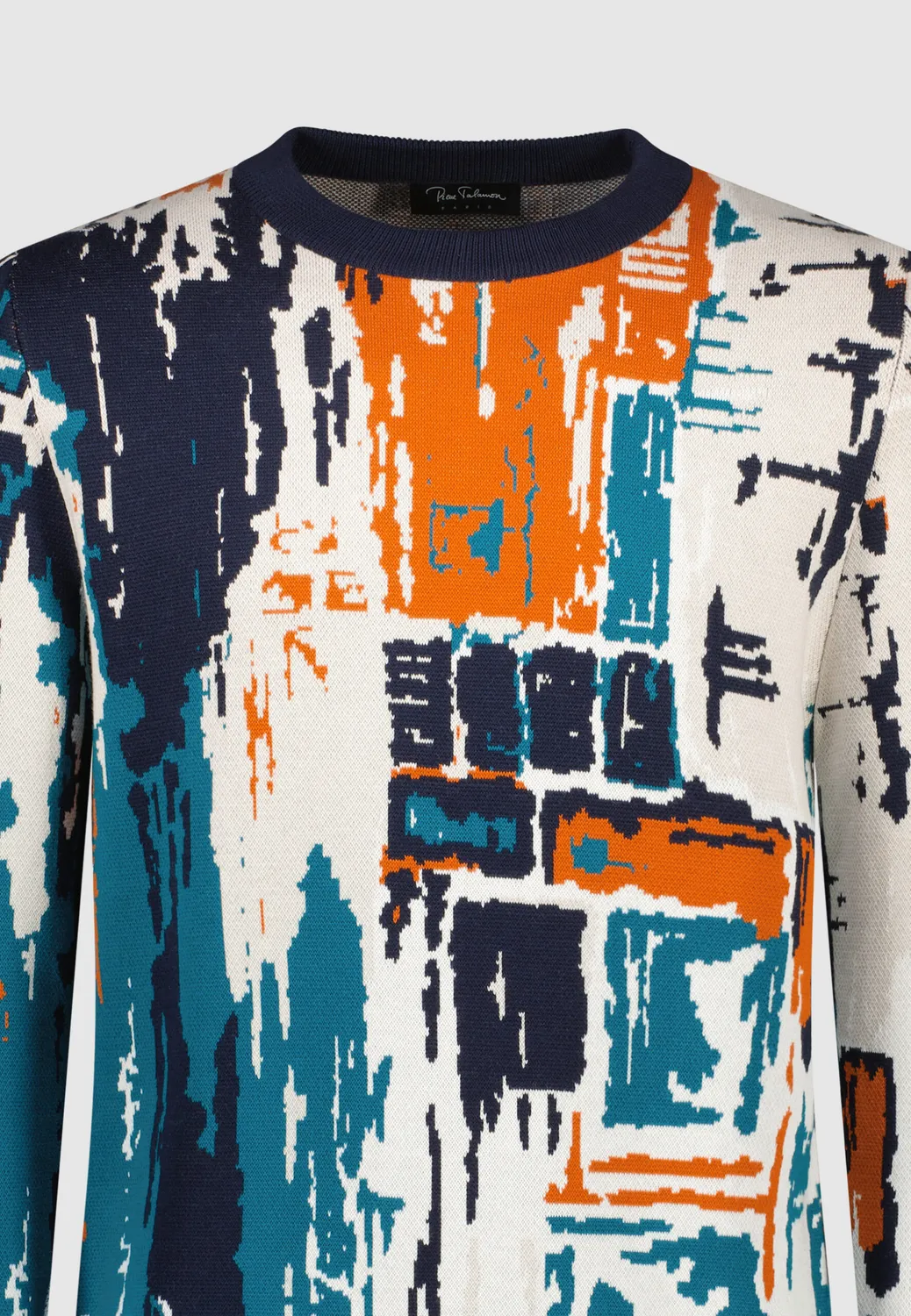 Pierre Talamon Paysage pull orange à motif