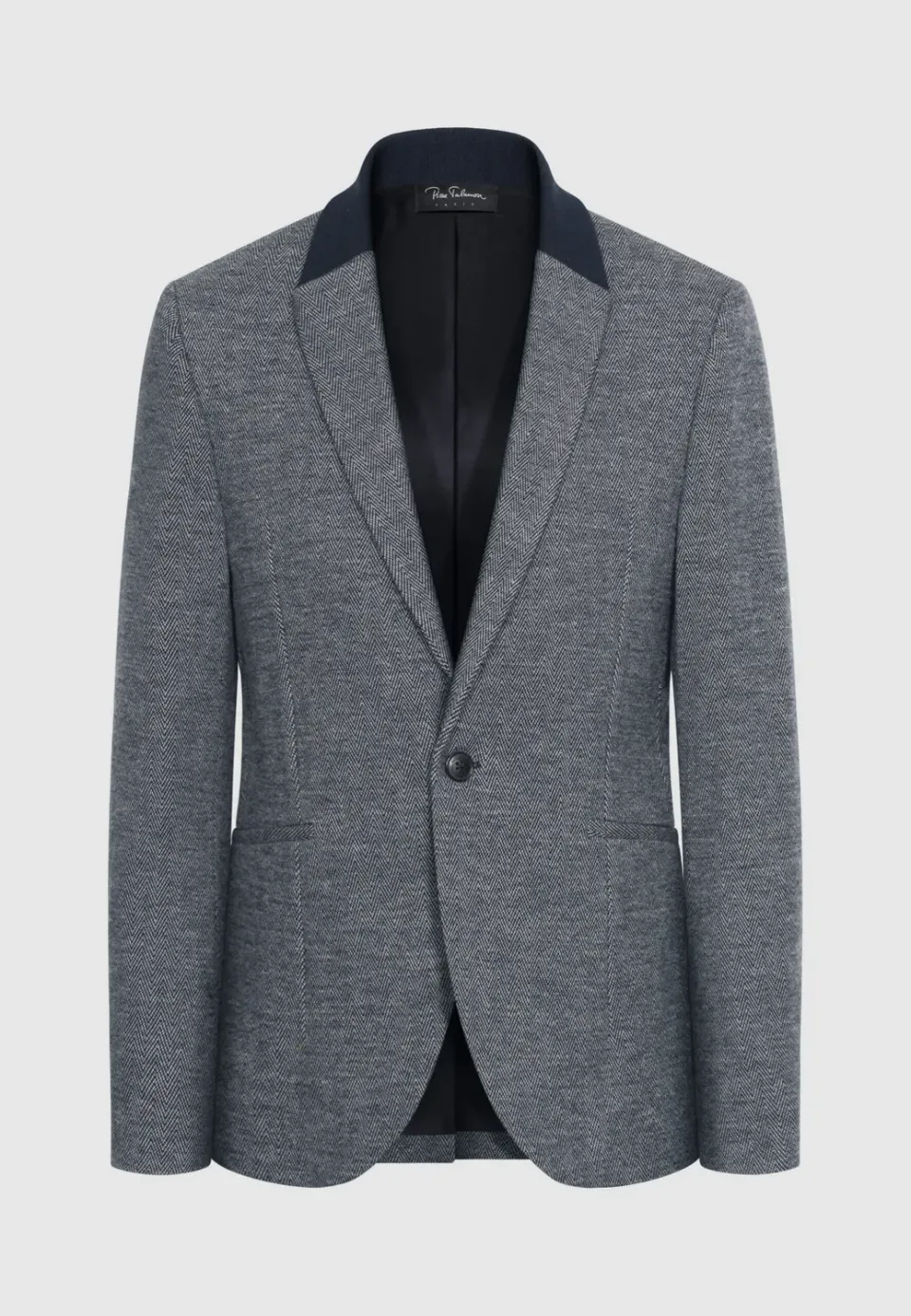 Pierre Talamon veste chevrons laine-coton col maille