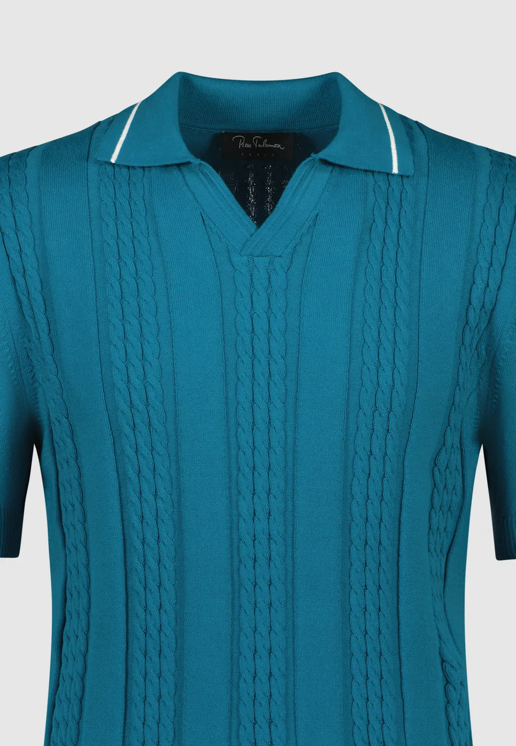 Pierre Talamon polo tors turquoise coton manches courtes