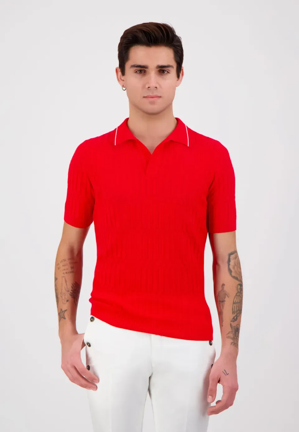 Pierre Talamon Pillard polo corail maille fantaisie