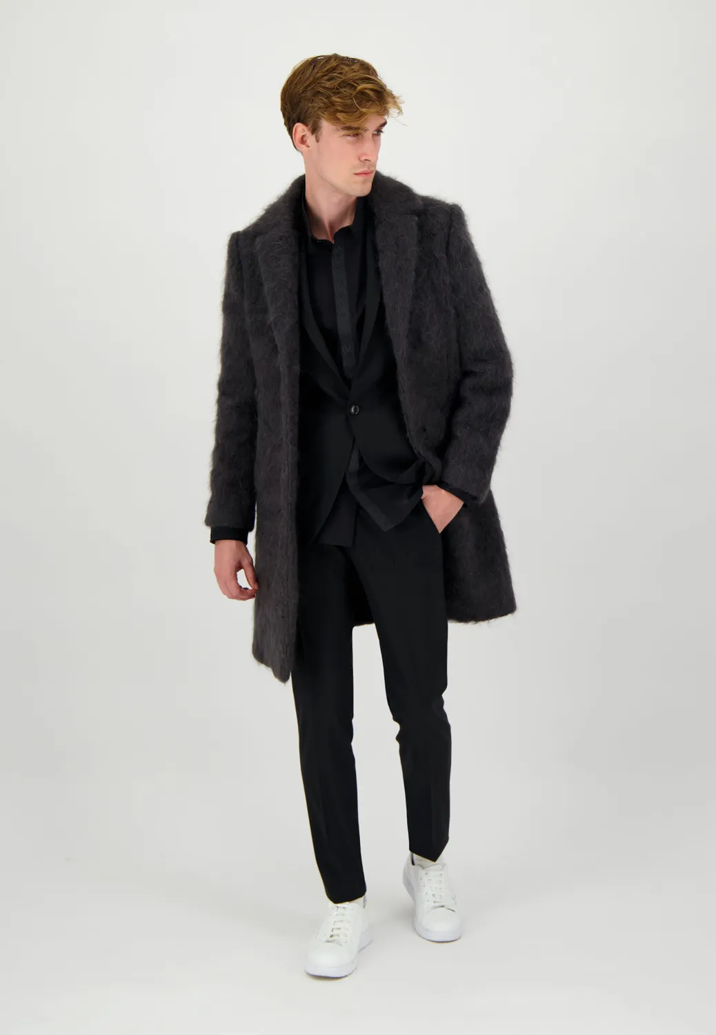 Pierre Talamon manteau mohair gris chaud
