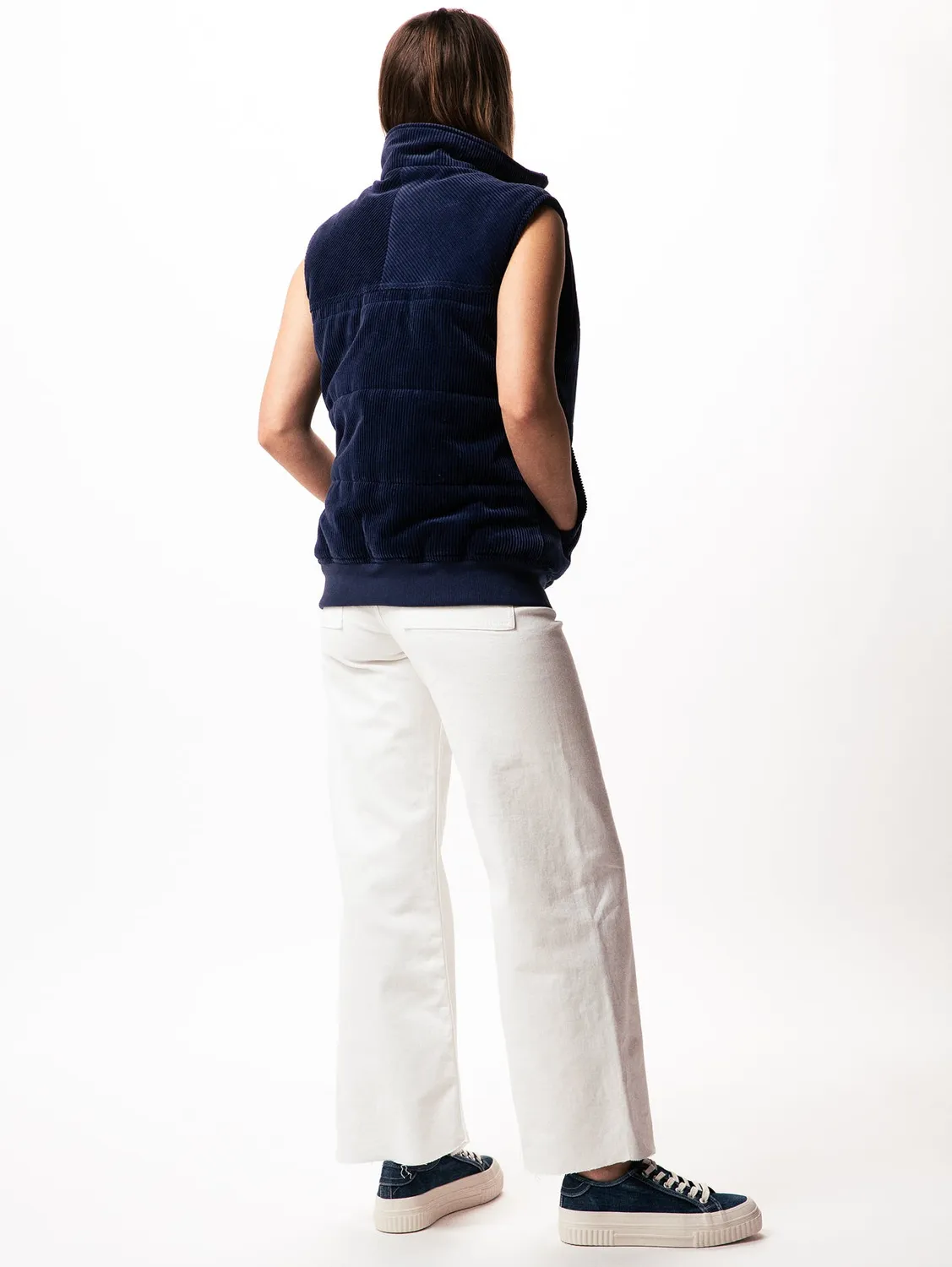 Cotelé Paris Navy doudoune sans manche marine velours bio