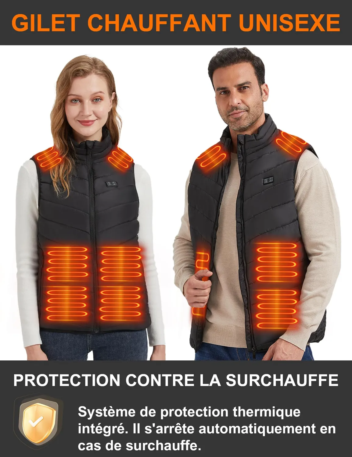 Vapesoon gilet chauffant 15 zones taille XL noir