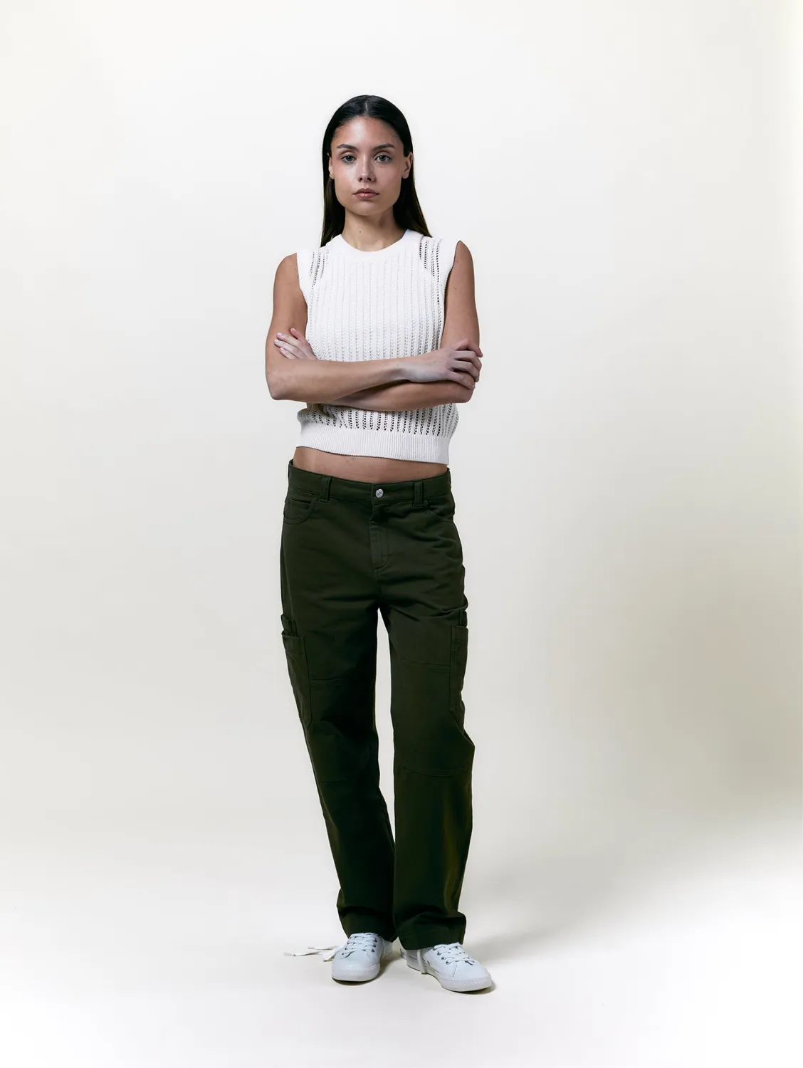 Cotelé Paris Pantalon Cargo Toile olive coton bio