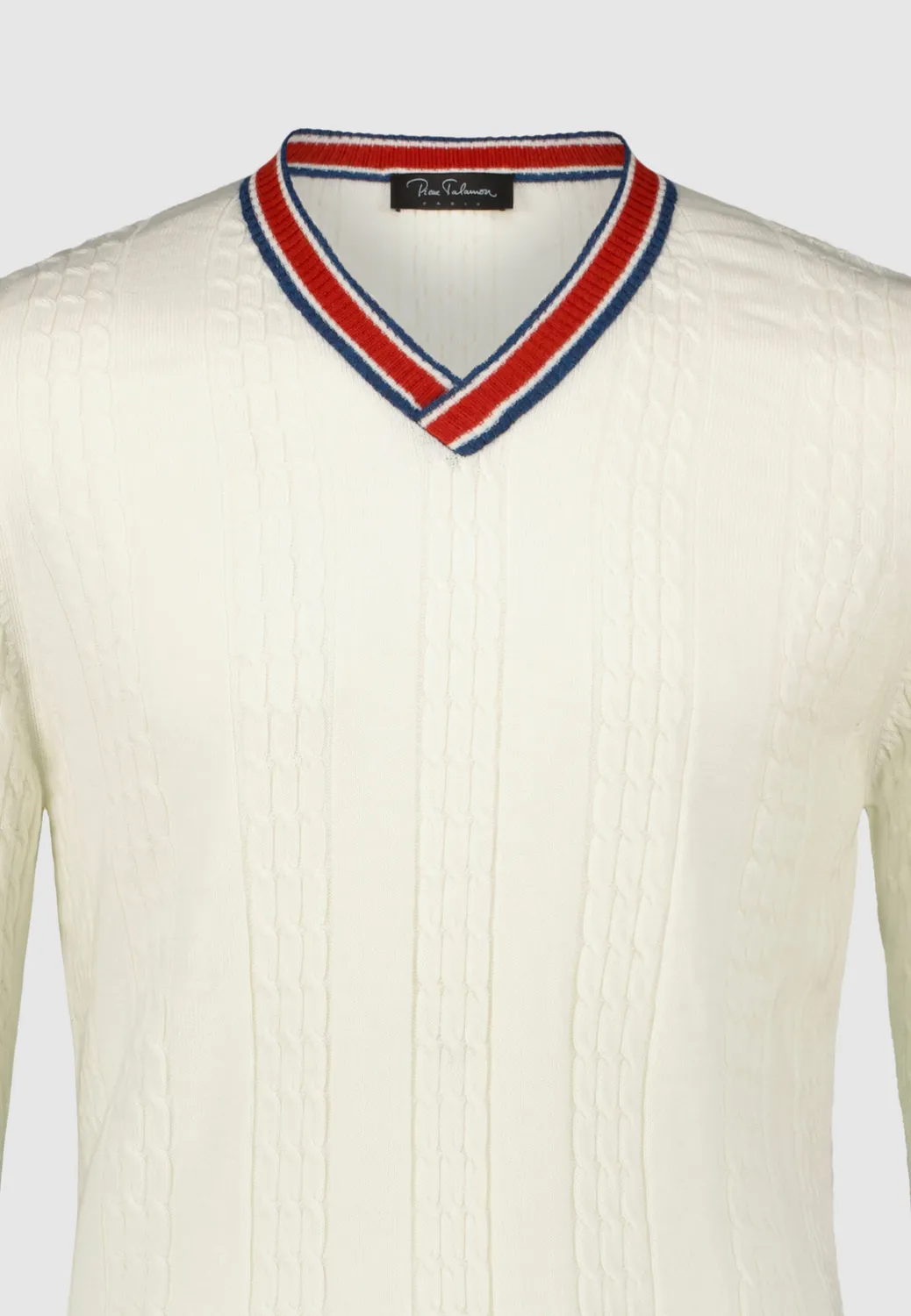 Pierre Talamon pull torsadé blanc maille