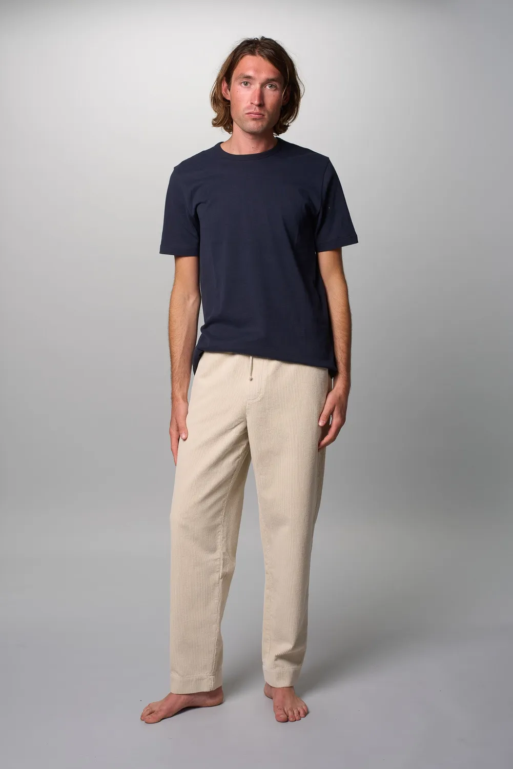 Cotelé Paris pantalon Lazy homme off white coton bio