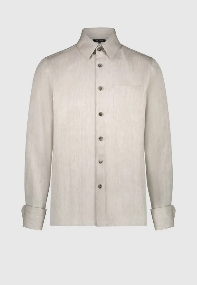 Pierre Talamon surchemise lin beige coupe droite