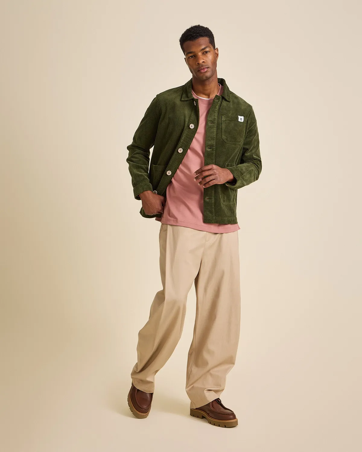Cotelé Paris Worker vert olive veste coton bio