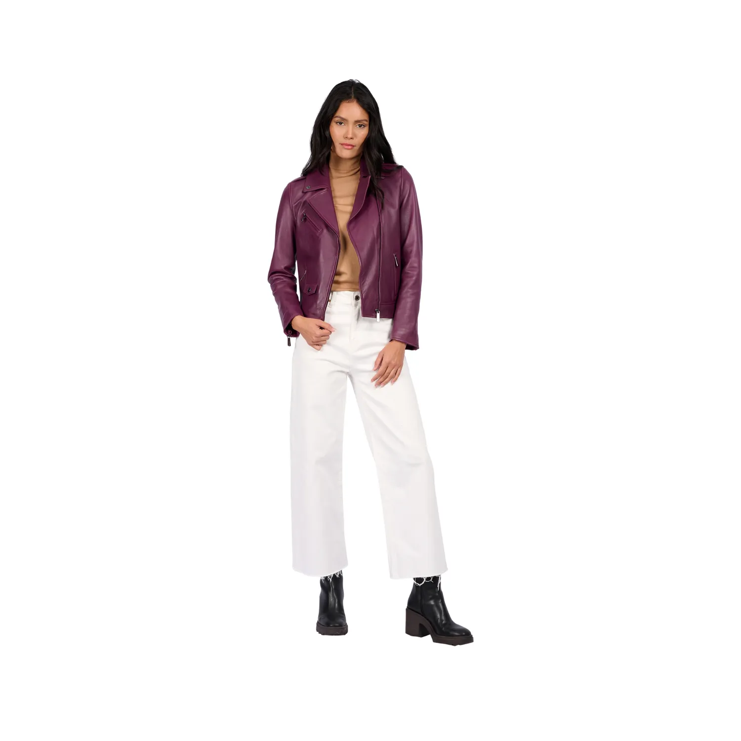 Oakwood Samba 65107 blouson cuir prune asymétrique