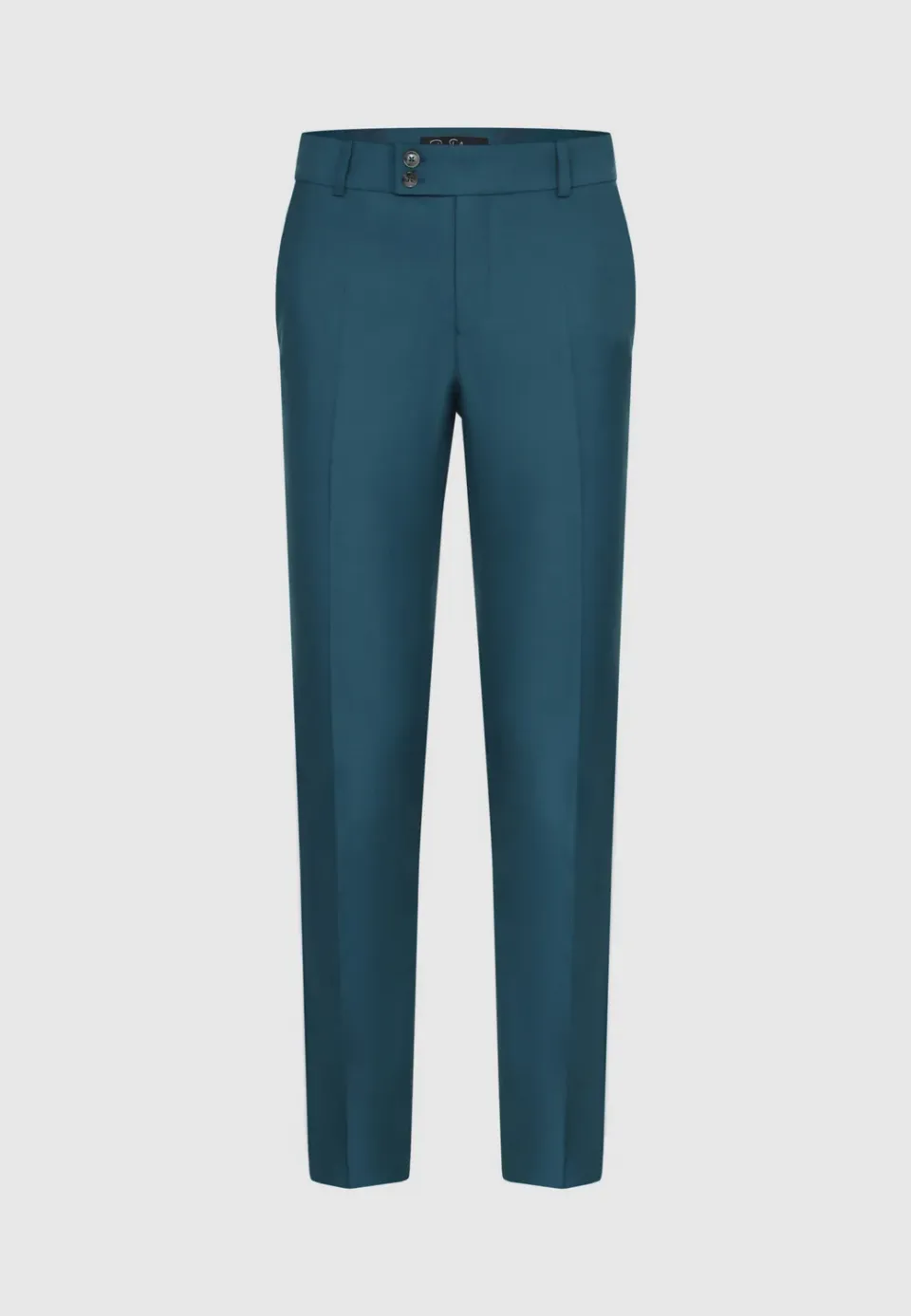 Pierre Talamon pantalon bleu paon coupe droite