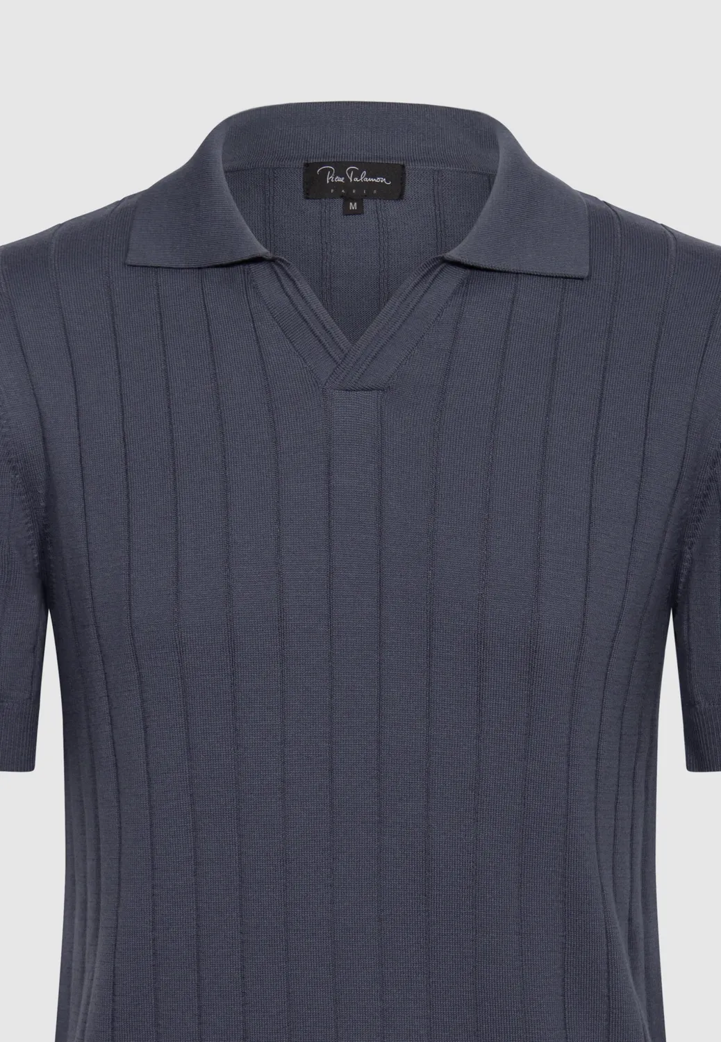 Pierre Talamon Derby polo bleu gris coton