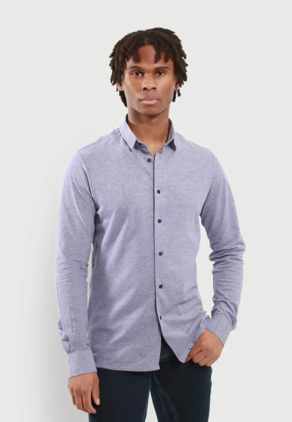 Pierre Talamon Jersey chemise bleue en jersey