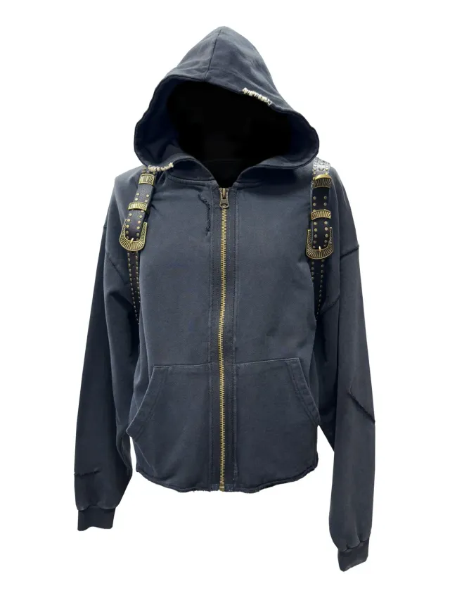 PAOLO LEDUC Parachute Kink hoodie noir sangles cloutées