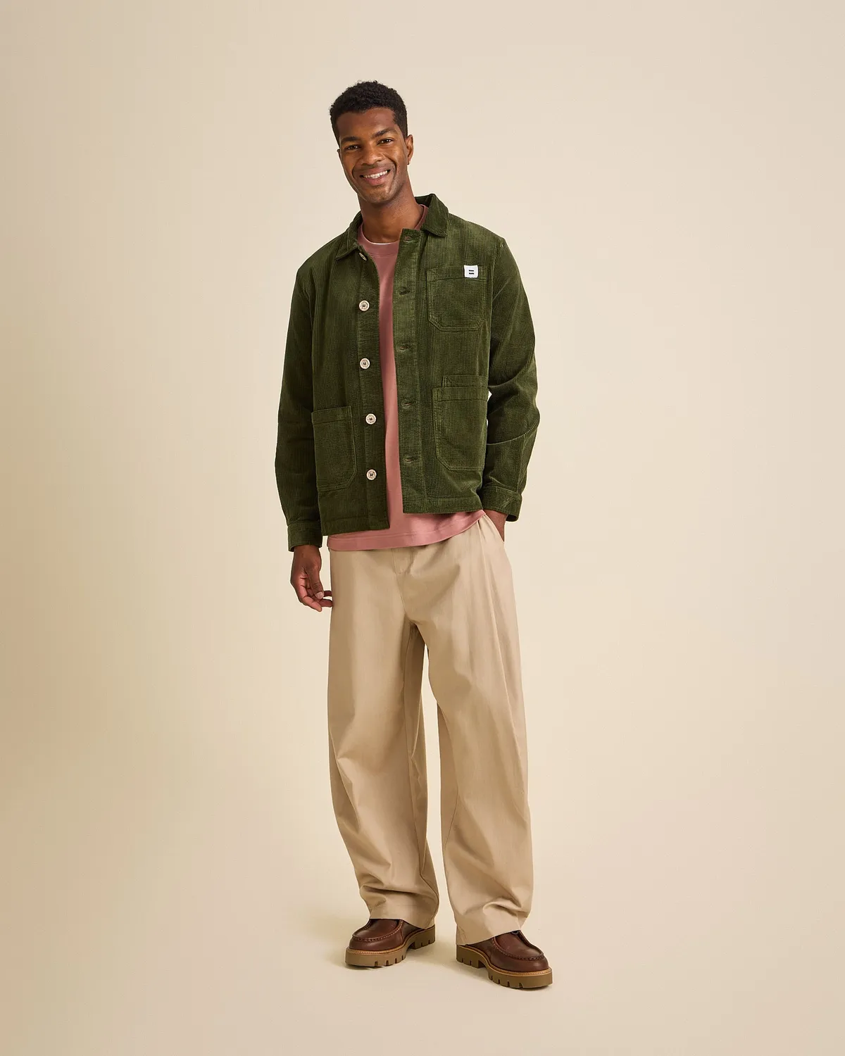 Cotelé Paris Worker vert olive veste coton bio