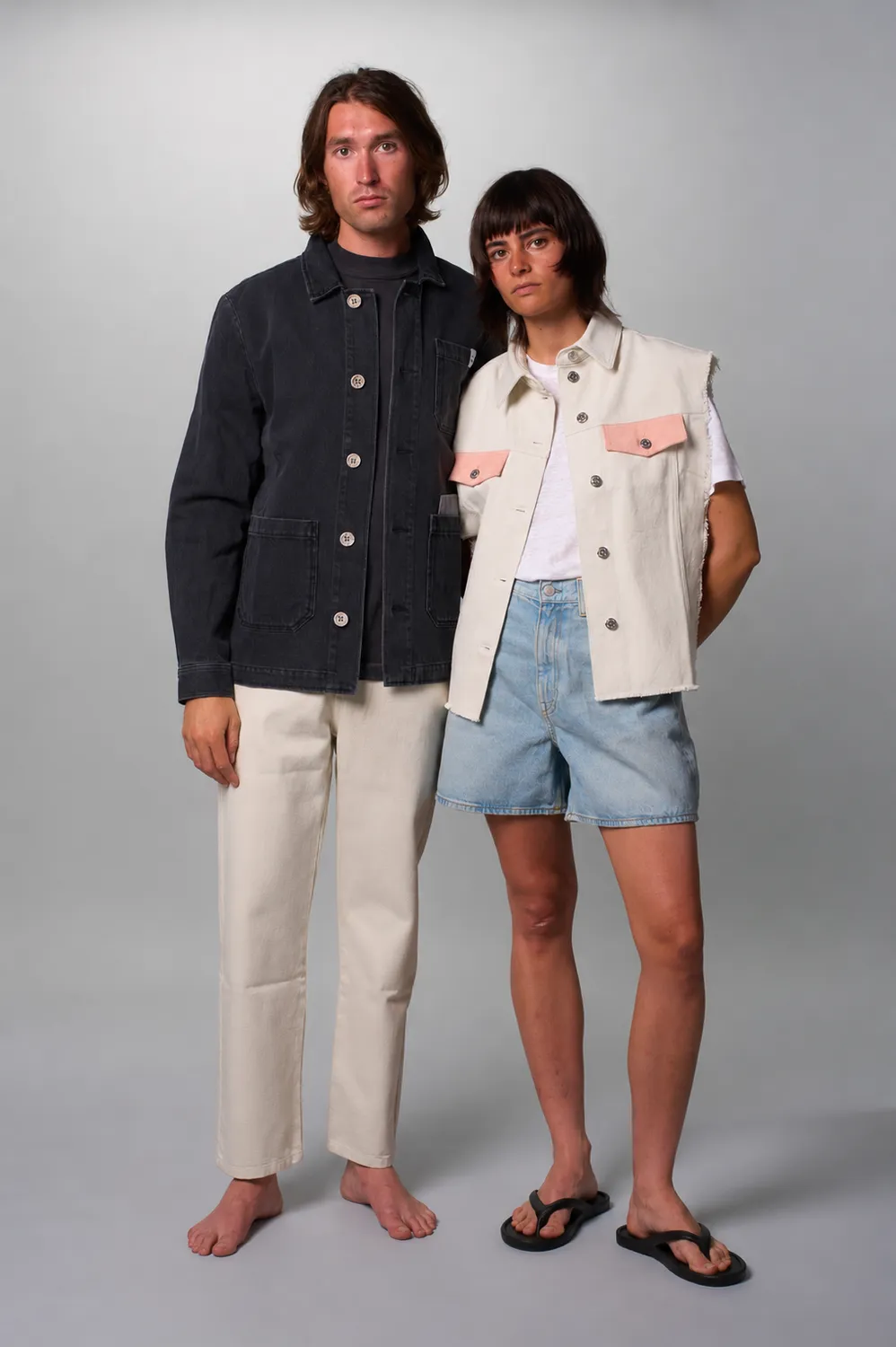 COTELÉ PARIS Billie veste sans manche off-white denim
