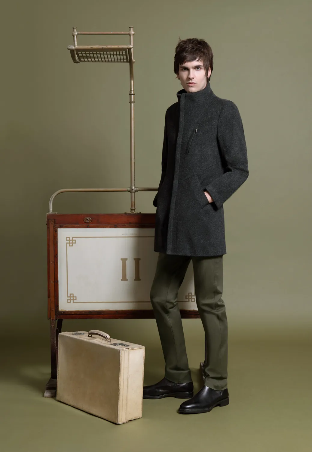 Pierre Talamon manteau zippé laine gris foncé