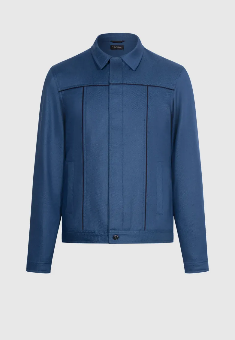 Pierre Talamon Trucker blouson bleu coton lin