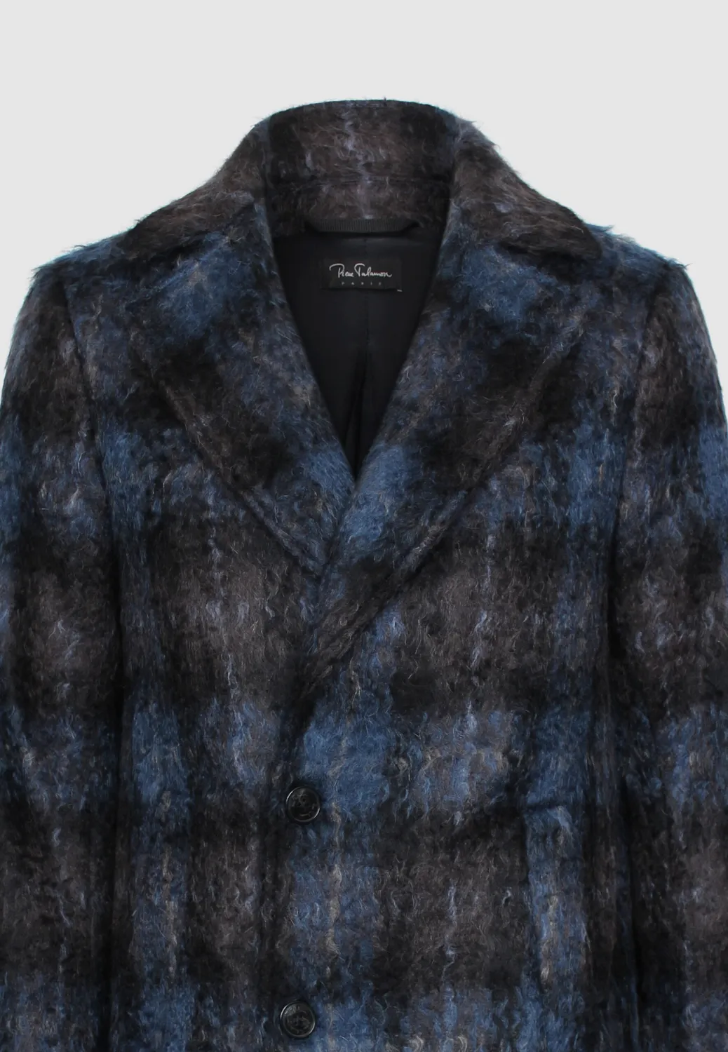 Pierre Talamon manteau croisé mohair bleu marine
